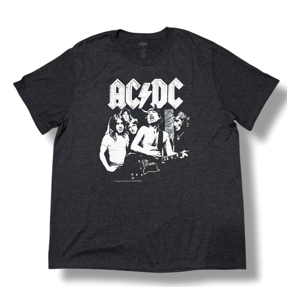 Old Navy Other - OLD NAVY Grey Crew Neck Short Sleeve Shirt Front Graphic AC/DC Band Photo